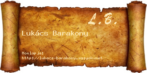 Lukács Barakony névjegykártya